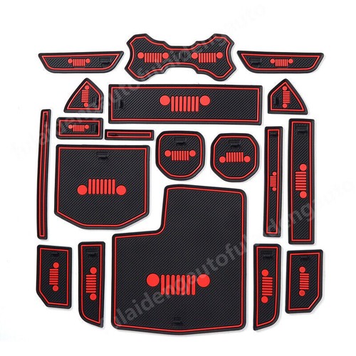 19Pc For Jeep Wrangler JL 2018-2021 Interior Door Gate Slot Non-slip Cup Pad Mat - Picture 9 of 12