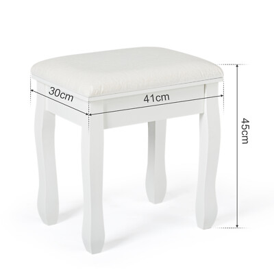 Mondeer White Padded Vanity Stool With Gold Legs - Dressing Table Stool, Ottoman Bench, 41x30x45cm, 150kg Capacity, Easy Assembly
