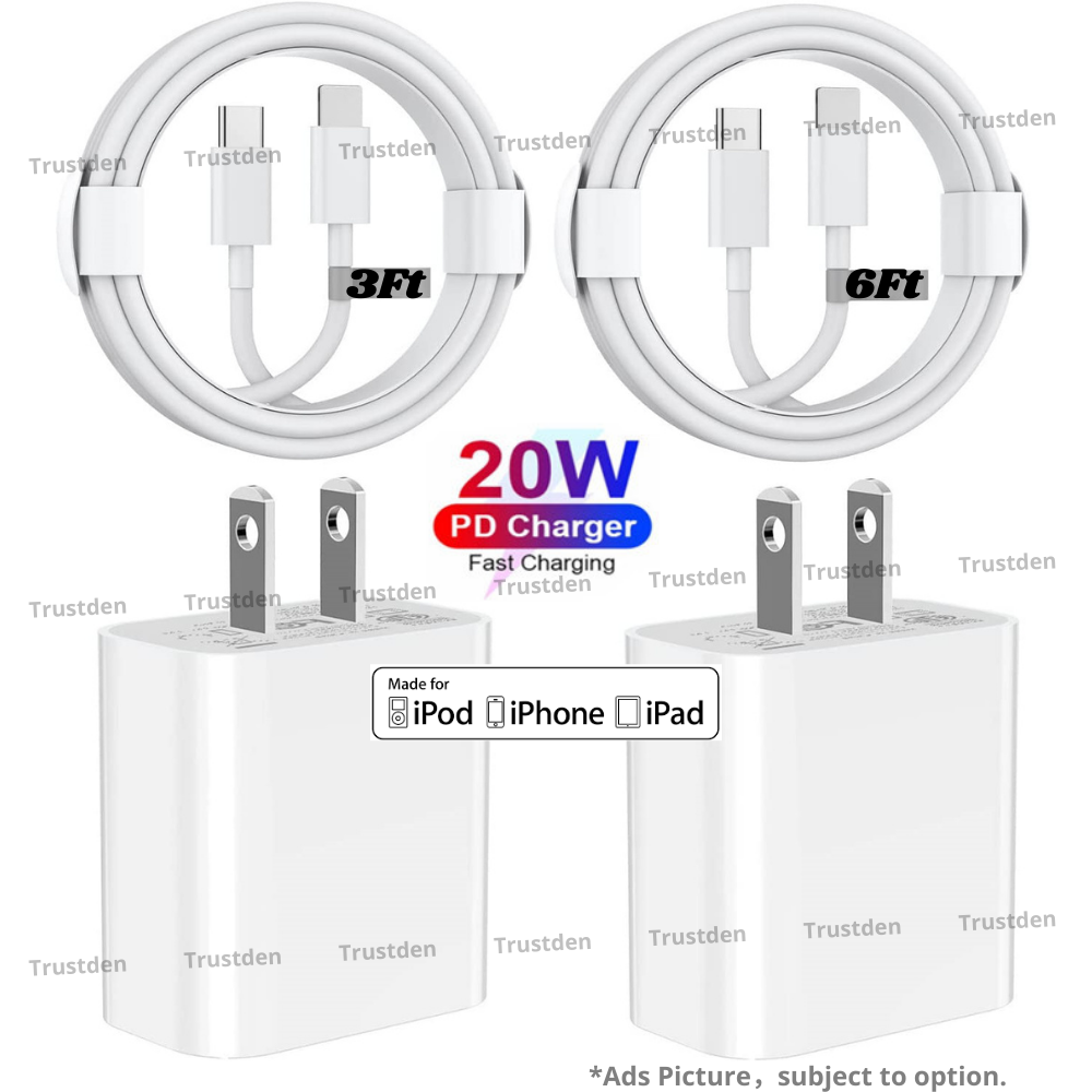 Fast Charger Power Adapter Cube 20W USB C Cord For iPhone 14 13 12 11 Pro X iPad