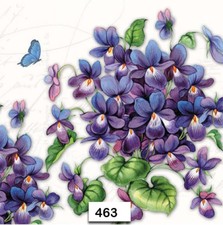  463 TWO Individual Paper Luncheon Decoupage Napkins - VIOLAS, VIOLETS, FLOWERS