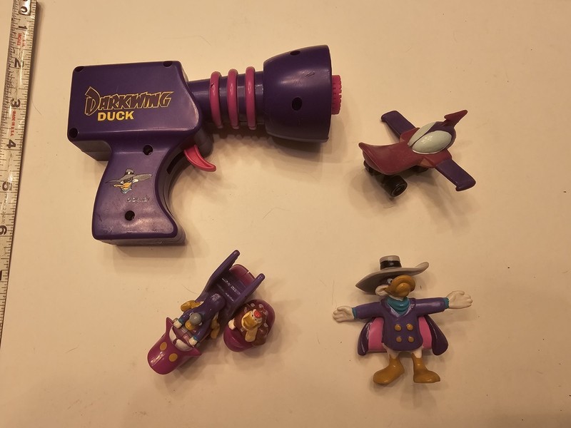 Vintage 1993 Set Of 4 Disney Darkwing Duck Bubble Gun Kelloggs Cereal Premium
