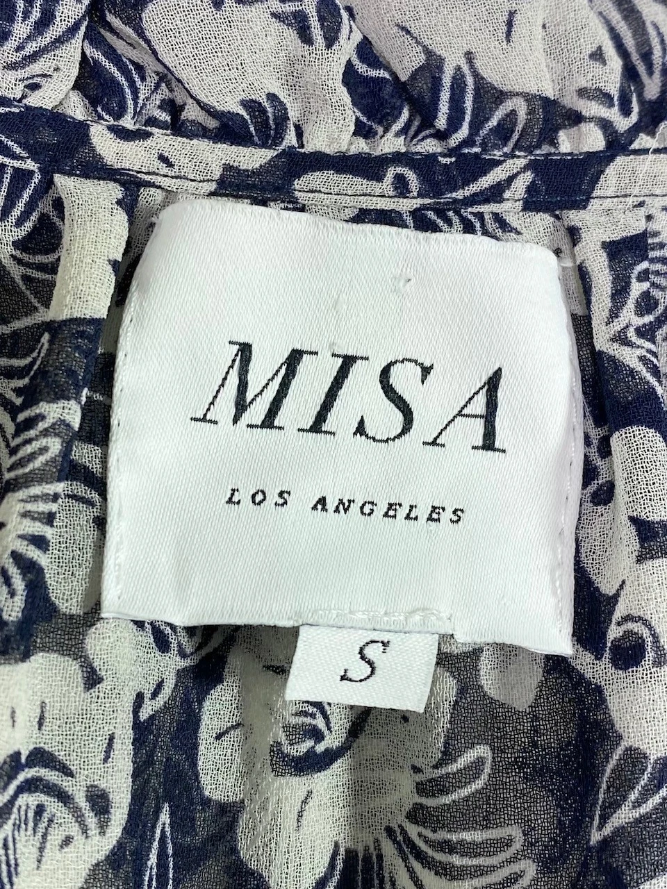 PALM ANGELS Mini abito MISA LA blu navy avorio stampa floreale Shirley con volant a strati S = 4 6