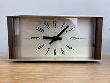 Vintage Metamec 1960s Brass/Wood Mantel Clock Battery Powered