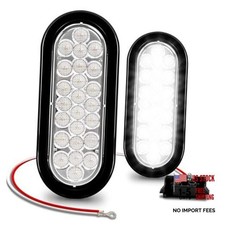 TRUE MODS 2pc 6" Clear Oval LED Reverse Trailer Tail Light Kit 2 Pack White
