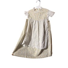 VTG Cottage core Girls Dress Floral Print Ruffle Apron Pinafore 2-3t