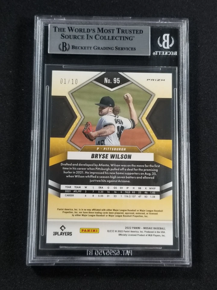 2022 Panini Mosaic #95 Bryse Wilson Green Fluorescent Mosaic BGS 8.5 - Image 2 of 2