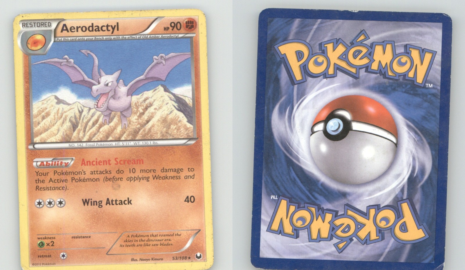 AERODACTYL 53/108 RARE DARK EXPLORERS POKEMON MODERATELY PLAYED