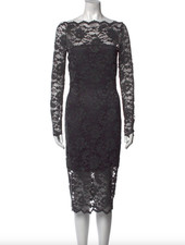 GANNI forest green lace midi dress - size S