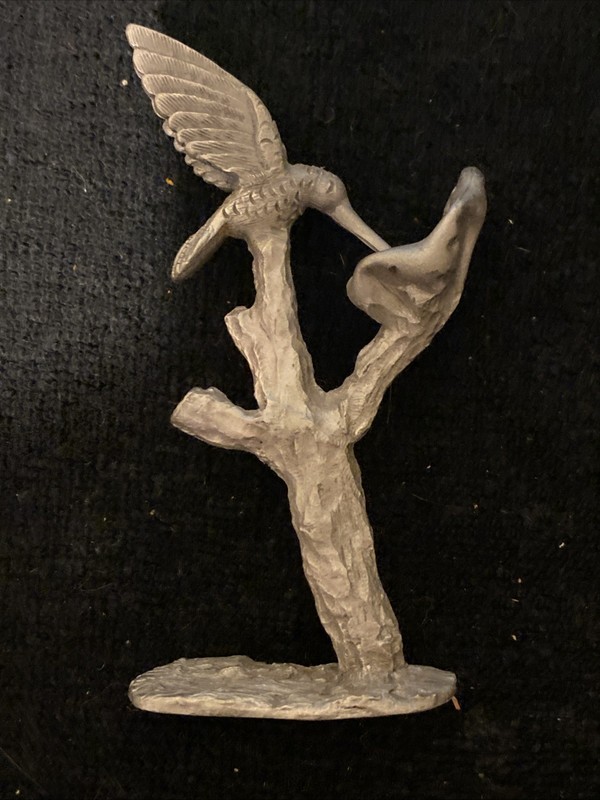 Spoontiques Figurine Silver Pewter Hummingbird With Vintage Rhinestone