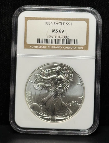 NGC MS69 1996 American Silver Eagle One Dollar Silver Coin -082