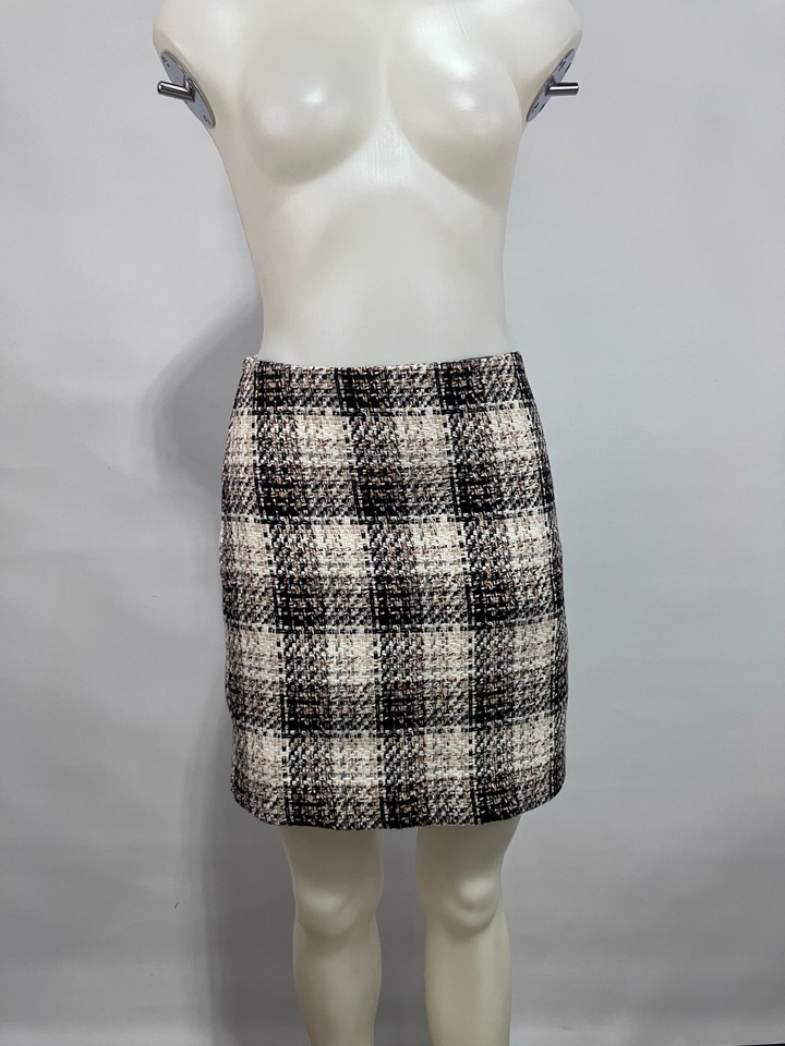 Forever New Size 8 Tweed Check Mini Skirt Lined Elegant Preppy Secretary Casual