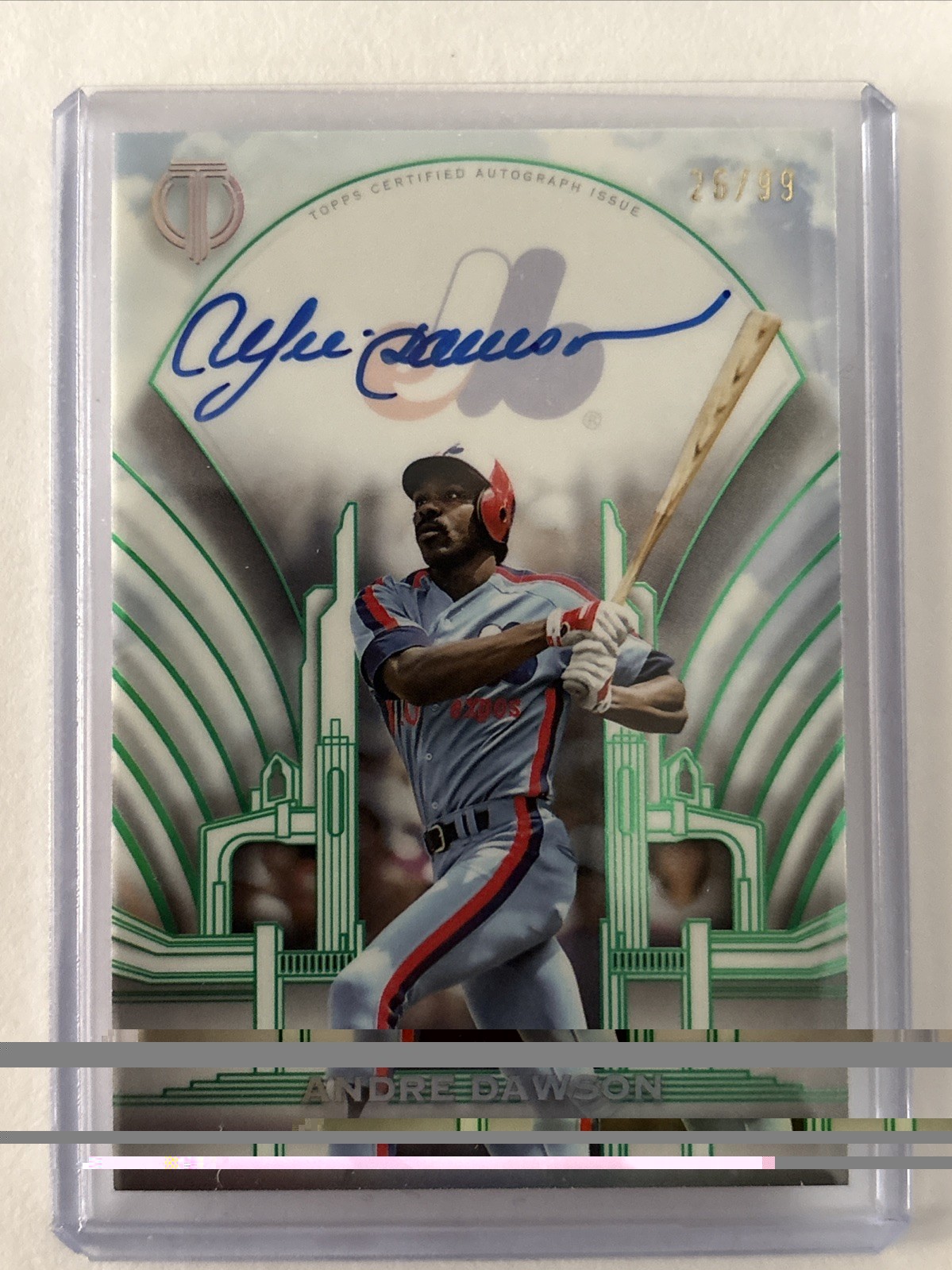 2026 Topps Tribute - Andre Dawson - Crest Calligraphy GREEN #/99 - Expos/Cubs