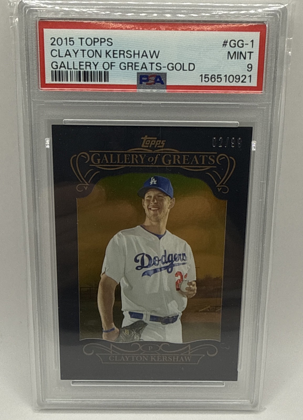 PSA 9! POP 2!!!! 2015 Topps - Gallery of Greats Clayton Kershaw #GG-1 Gold /99