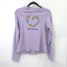 Life Is Good Rash Guard Swim Shirt Womens M Purple Resort Beach SummerCoastal
