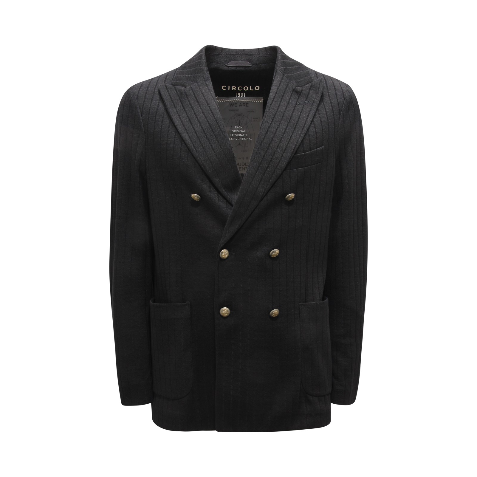 I6883 МУЖСКАЯ ЛЬНЯНАЯХЛОПЧАТОБУМАЖНАЯ КУРТКА GIACCA DOPPIOPETTO UOMO CIRCOLO ЧЕРНОГО ЦВЕТА 63290₽