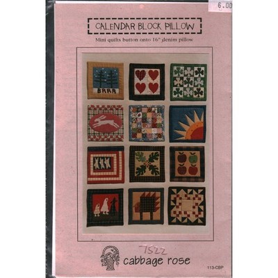 Cabbage Rose Calendar Block Pillow Sewing Pattern 113-CBP Barbara Brandeburg