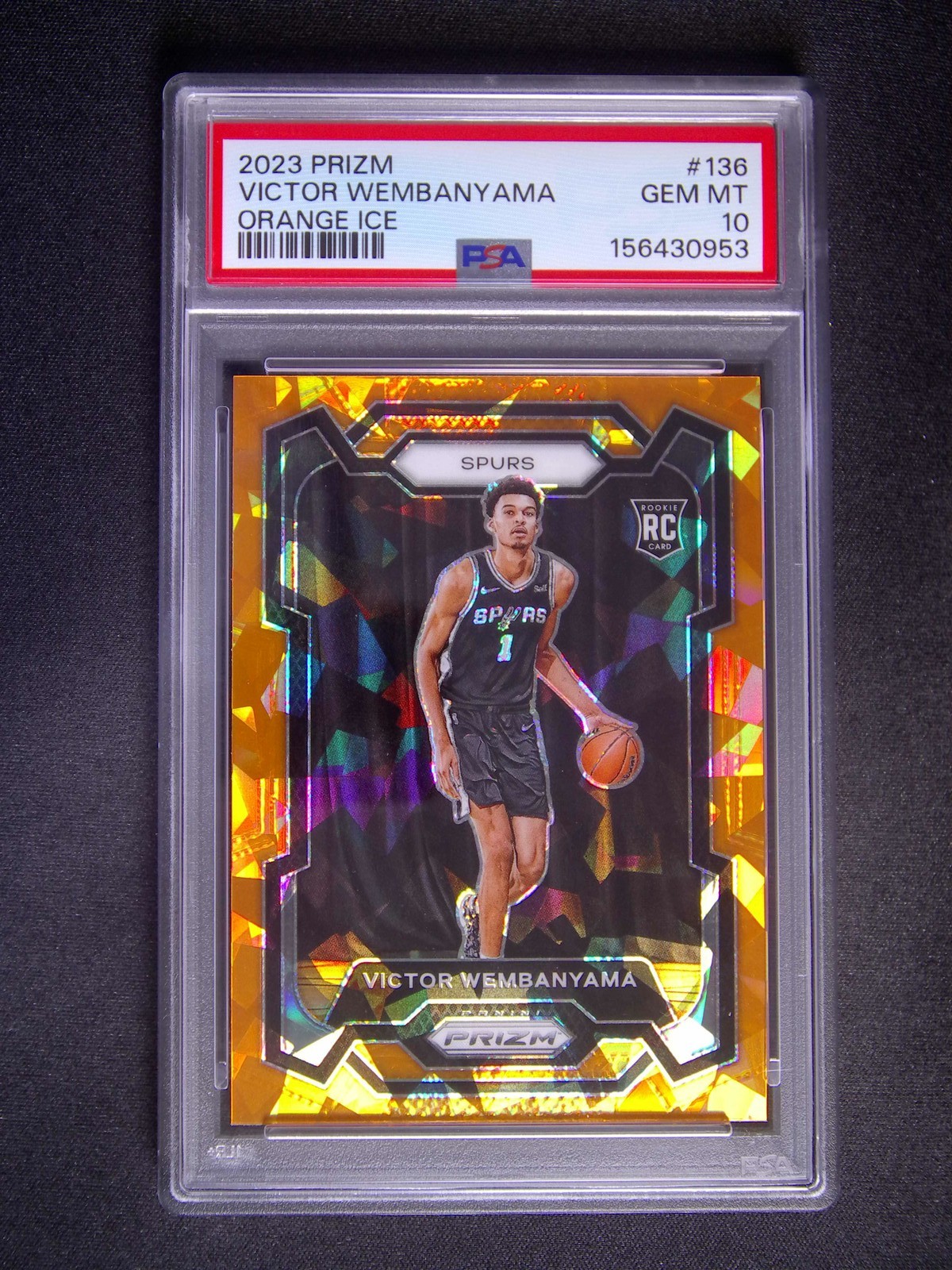 2023-24 Panini Prizm Victor Wembanyama #136 RC Rookie Orange Ice PSA 10 #r02
