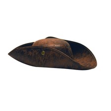 Faux Leather Brown Tricorn Hat Colonial Pirate Halloween Party Costume Accessory
