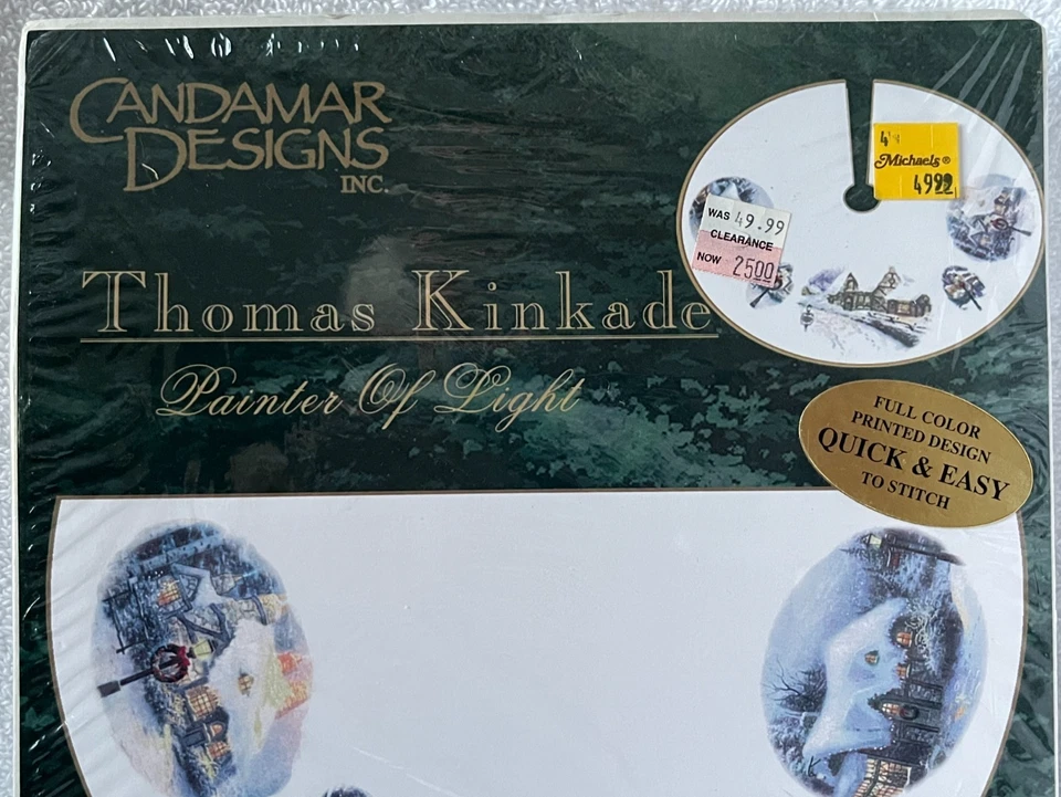 Thomas Kinkade New Tree Skirt & Table Topper Embellished Cross Stitch Kit #51202 - Image 3 of 4