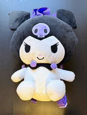 Sanrio Kuromi Plush Mini Backpack Zip Closure Adjustable Strap Black Purple