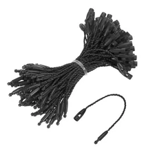 100 x Cotton Hang Tag String Snap Lock Pins Loop Price Tag Plastic Black 3.2"