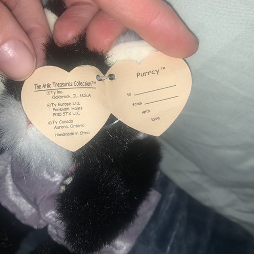 1993 Purrcy The Cat Ty Beanie Babies The Attic Treasures Plush With Hang Tag - Picture 4 of 18