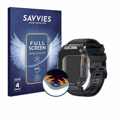 4x Full-Screen Schutz Folie für bedee Smartwatch 1.96'' 3D Edge Display