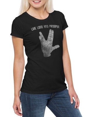 Live Long And Prosper II Damen T-Shirt XS Sale Starfleet Enterprise Vulcan