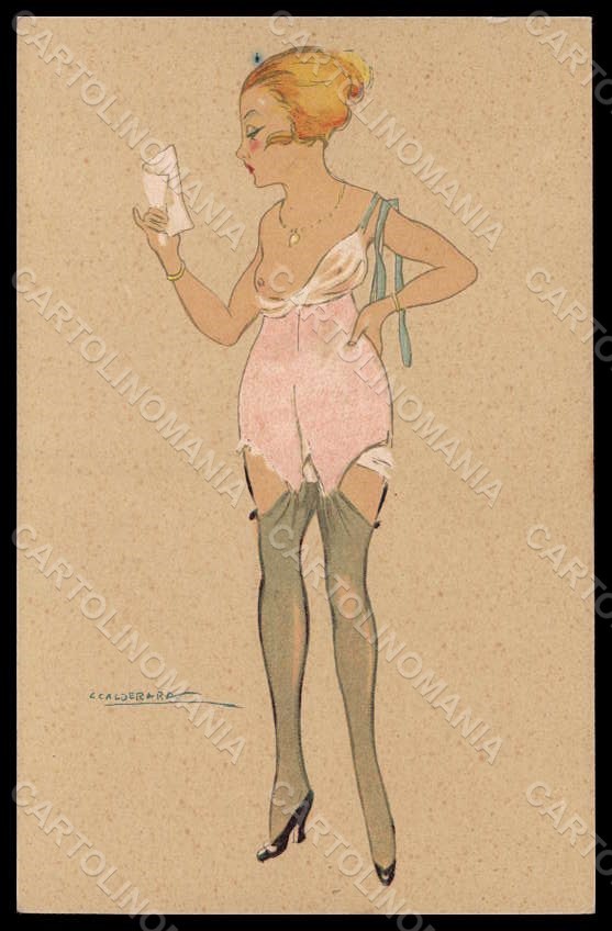 Artista Firmato Calderara Fashion Glamour Lady Art Deco serie 3241-12 pz VK8180
