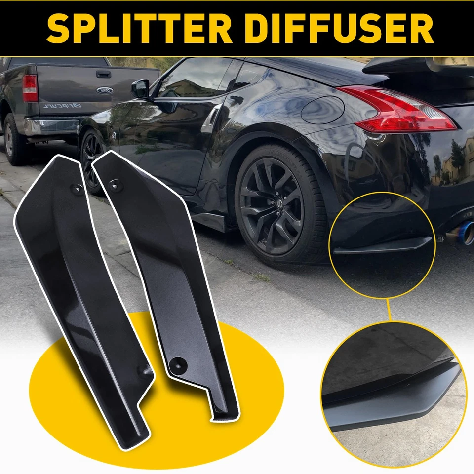 Universal Rear Car Bumper Lips Side Splitter Canard Diffuser Body Spats Spoiler Foto 4 de 4