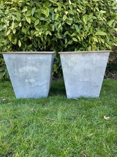 45cm Large Zinc Square Planter Garden Flowers Trees Plants Pots Set of 2