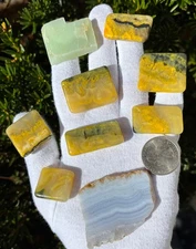 USA SALE 94g LOT BLUE LACE AGATE/BUMBLE BEE BUMBLEBEE JASPER GREEN MOONSTONE