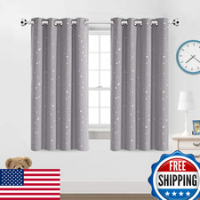 Princedeco Blackout Kids Curtains For Bedroom Thermal Insulated Silver Twinkle