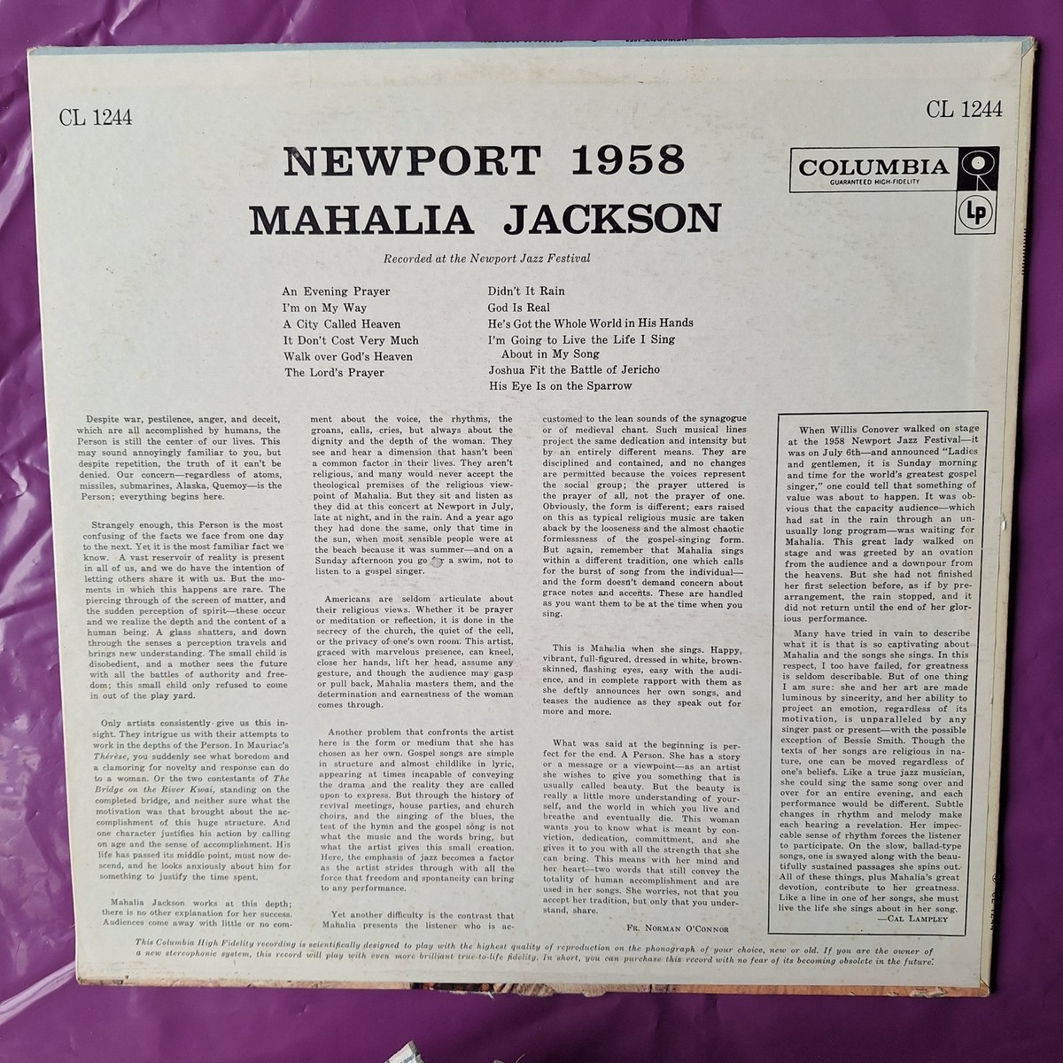 Mahalia Jackson Newport 1958 Vinyl LP CL MONO 1244 | eBay