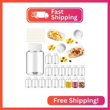 Lamoutor 18Pcs Clear Pill Bottle Plastic Medicine Bottle Empty Reagent Chemical