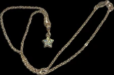 KIRKS FOLLY GOLD TONED STAR/RHINESTONE NECKLACE, SIGNED,, 18 INCHES