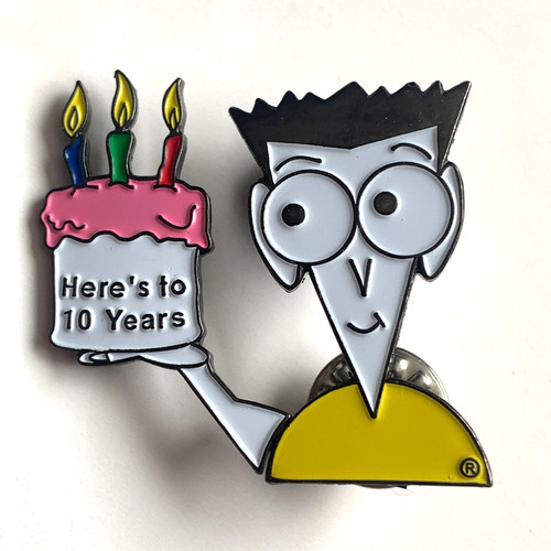 C.2000 EBAY 10 YEAR APPRECIATION BIRTHDAY CAKE EBAYANA MECHANICAL PROMO PIN F41D