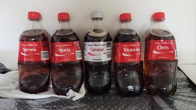 5 UNOPENED 2014 Bottles - Share A Coke With George Chris Stacy Vicoria Steven