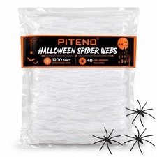   1200 sqft Spider Webs Halloween Decorations with 40 Fake Spiders, Stretchable