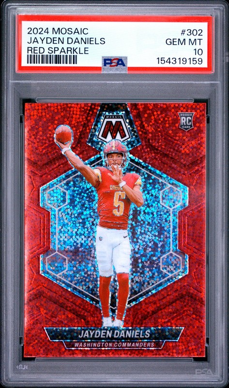 2024 PANINI MOSAIC RED SPARKLE #302 JAYDEN DANIELS PSA 10