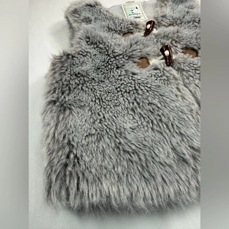 Chaleco GYMBOREE Niños Niñas Gris Imitación Piel Todo Arreglado Mezcla Poliéster Talla M Foto 3 de 4