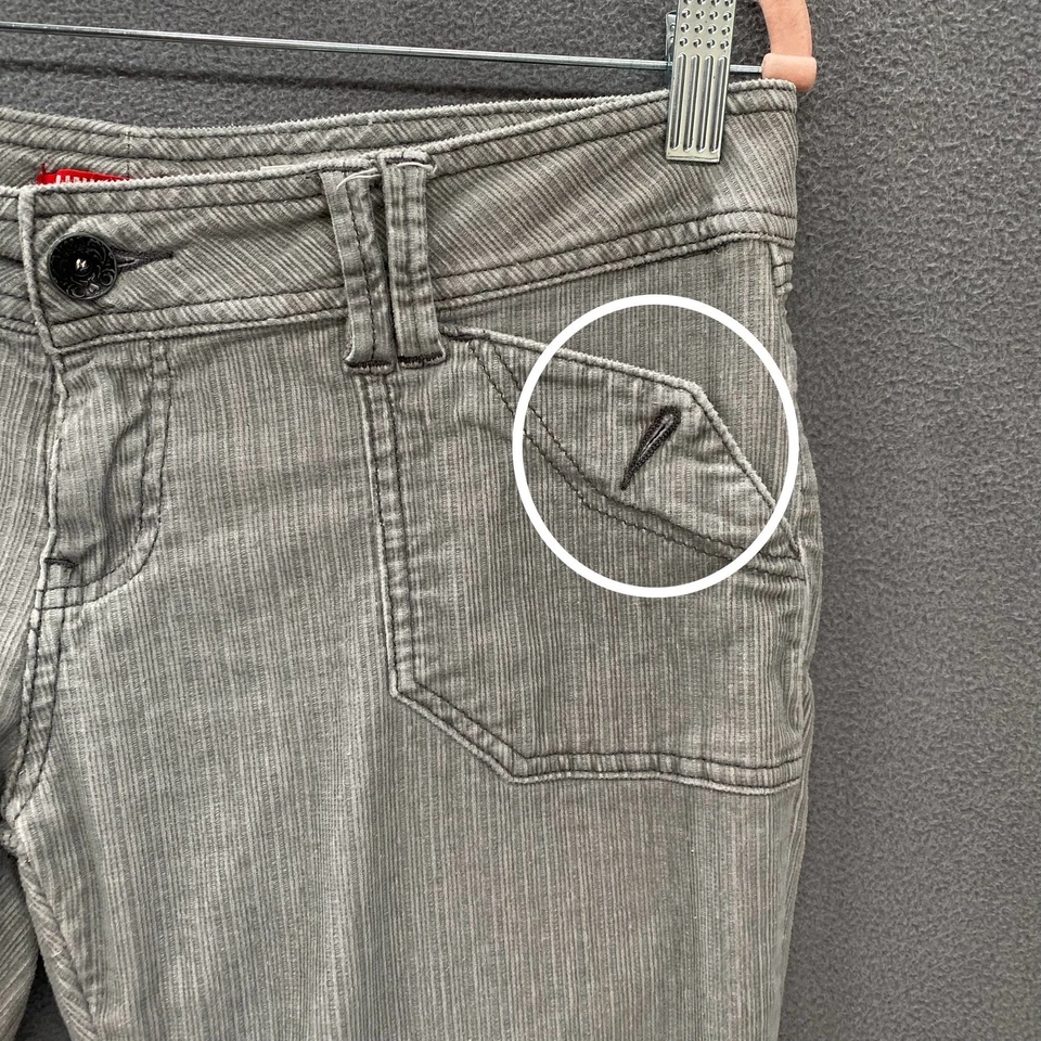 Vtg Y2K 00s 90s Unionbay Flare Leg Corduroy Pant Juniors 11 Stretch Grey Indie - Image 4 of 4