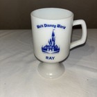 Vintage 1970s Walt Disney World Milk Glass Footed Mug Ray Blue Castle Souvenior — photo 1