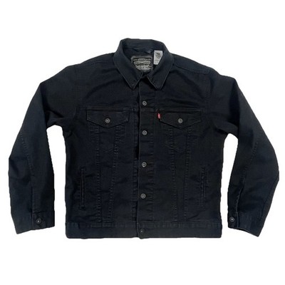 Vtg Levis Blackout Trucker Jacket Mens L 70507 0110 Loose Fit Triple Black Tag