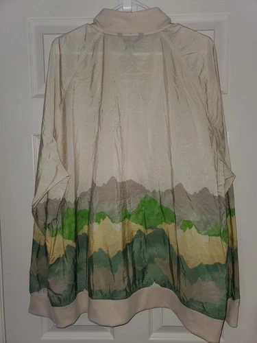 🔥NWT🔥Houston White Adult Mountain Print Bomber Jacket - Beige/Green 2XL image 2