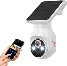 Solar Panel Powered Security Camera 1080p WiFi Camera with Night Vision Motion