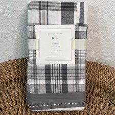 POTTERY BARN BABY MADRAS PLAID GRAY CRIB BED SKIRT 16" DROP NEW