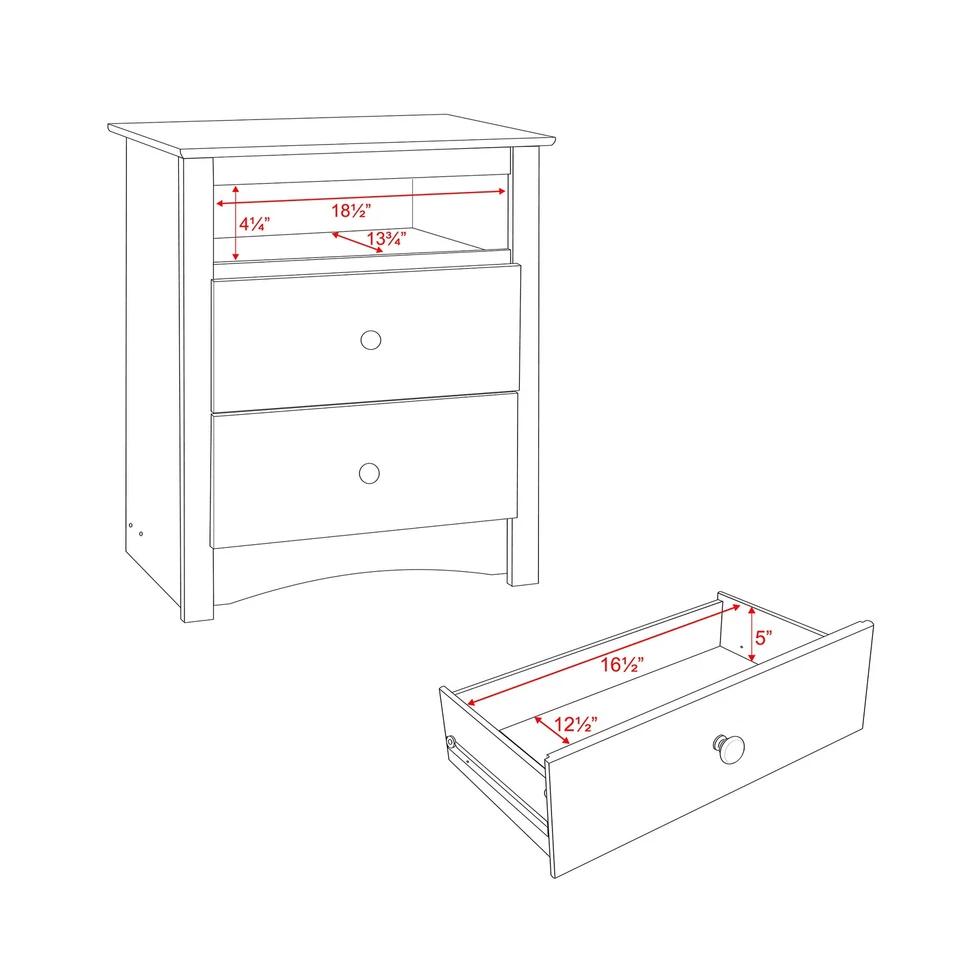 Mesita de noche Sonoma 2 cajones: muebles de dormitorio elegantes, mesita de noche con ope... Foto 3 de 4