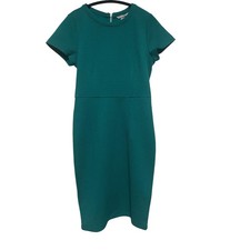 H&M Green Textured Stretch Sheath Dress, Short Sleeve, Career, Casual S