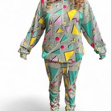 Men's Multicoloured 80s style tracksuit no brand marked Large runs M/L L5